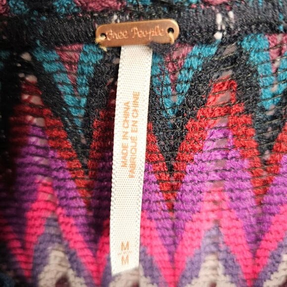 FREE PEOPLE Sweater Skirt PURPLE PINK WHITE Knit size M Twee Crochet Retro Mini - Picture 4 of 6
